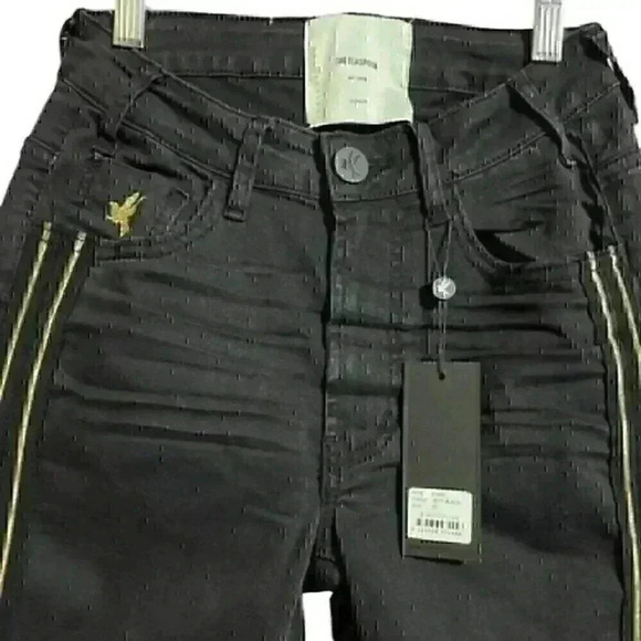 One Teaspoon Jean 25 Jett Black Gilded Freebirds II High Rise Skinny Stretch NWT - Picture 5 of 7